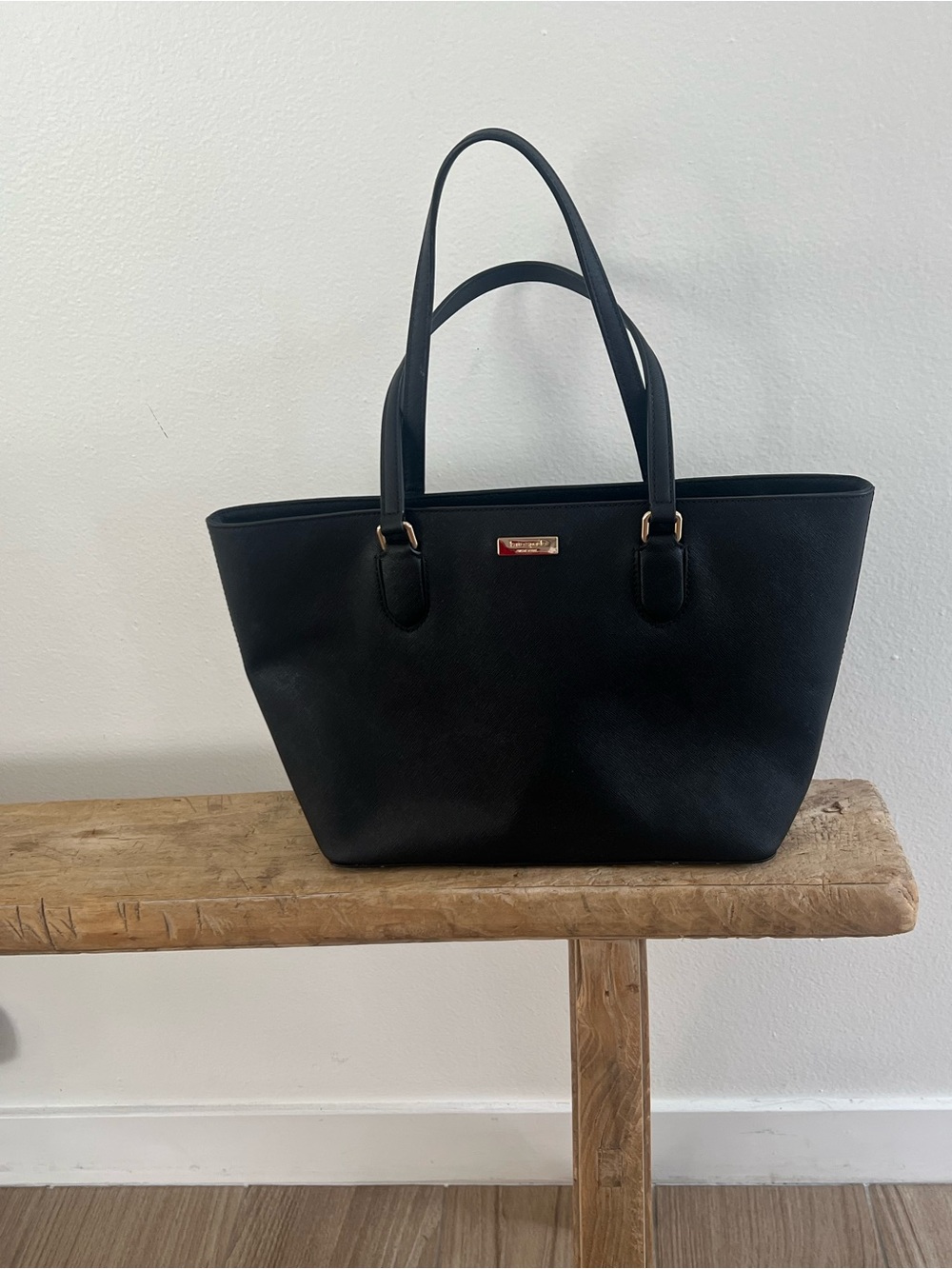 kate spade Black Saffiano Leather Tote with Double Handles